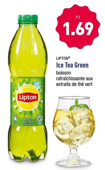 Promotions Ice tea green - Lipton - Valide de 13/08/2018 à 18/08/2018 chez Aldi