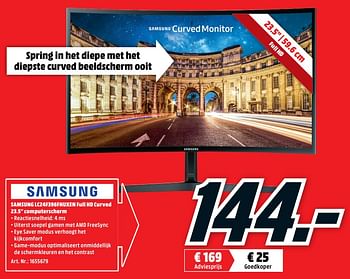 Promoties Samsung lc24f396fhuxen full hd curved 23.5 computerscherm - Samsung - Geldig van 13/08/2018 tot 19/08/2018 bij Media Markt