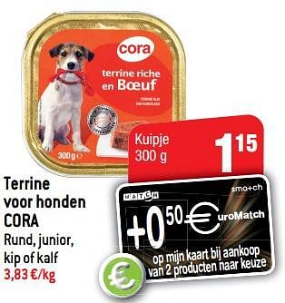 Promoties Terrine voor honden cora rund, junior, kip of kalf - Huismerk - Smatch - Geldig van 14/08/2018 tot 21/08/2018 bij Smatch