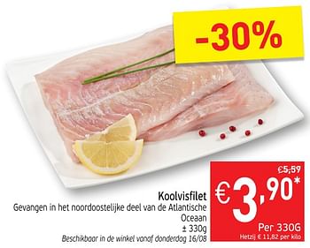 Promoties Koolvisfilet - Huismerk - Intermarche - Geldig van 14/08/2018 tot 19/08/2018 bij Intermarche