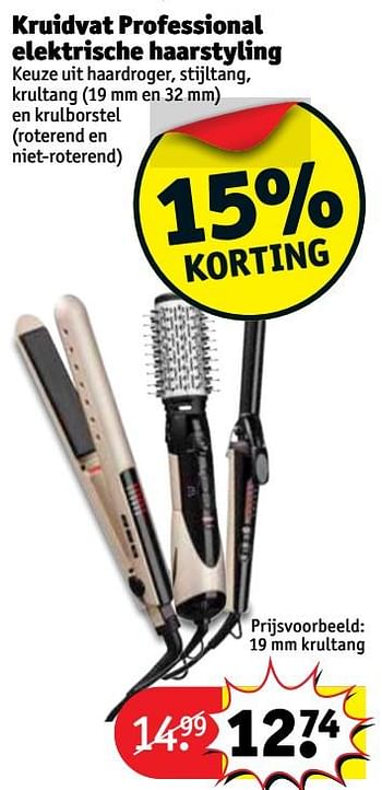 Promoties Kruidvat professional elektrische haarstyling - Huismerk - Kruidvat - Geldig van 14/08/2018 tot 19/08/2018 bij Kruidvat