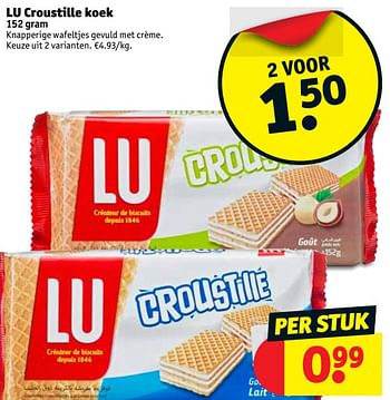 Promotions Lu croustille koek - Lu - Valide de 14/08/2018 à 19/08/2018 chez Kruidvat