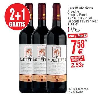 Promoties Les muletiers - Rode wijnen - Geldig van 14/08/2018 tot 20/08/2018 bij Cora