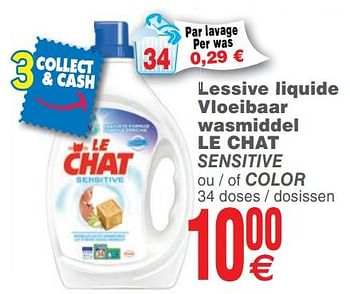 Promoties Lessive liquide vloeibaar wasmiddel - Le Chat - Geldig van 14/08/2018 tot 20/08/2018 bij Cora