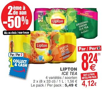 Promoties Lipton ice tea - Lipton - Geldig van 14/08/2018 tot 20/08/2018 bij Cora