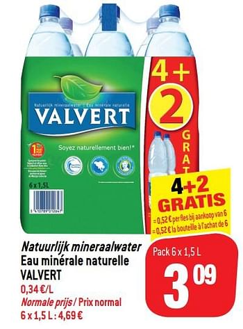 Promotions Natuurlijk mineraalwater eau minérale naturelle valvert - Valvert - Valide de 14/08/2018 à 21/08/2018 chez Match