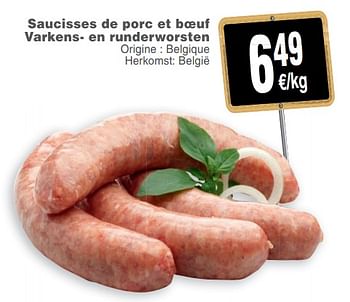 Promotions Saucisses de porc et boeuf varkens- en runderworsten - Produit maison - Cora - Valide de 14/08/2018 à 20/08/2018 chez Cora