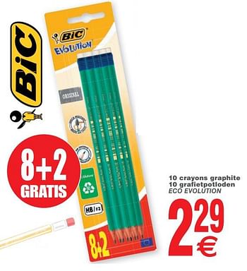 Promoties 10 crayons graphite 10 grafietpotloden eco evolution - BIC - Geldig van 14/08/2018 tot 27/08/2018 bij Cora