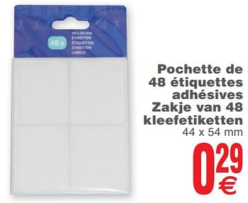 Promotions Pochette de 48 étiquettes adhésives zakje van 48 kleefetiketten - Produit maison - Cora - Valide de 14/08/2018 à 27/08/2018 chez Cora