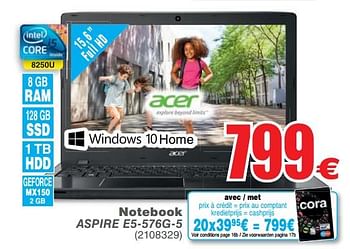 Promoties Acer notebook aspire es-523-2222 - Acer - Geldig van 14/08/2018 tot 27/08/2018 bij Cora