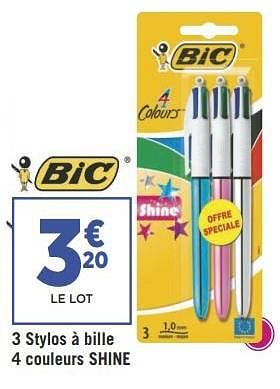 Promotions 3 stylos à bille 4 couleurs shine - BIC - Valide de 14/08/2018 à 26/08/2018 chez Géant Casino