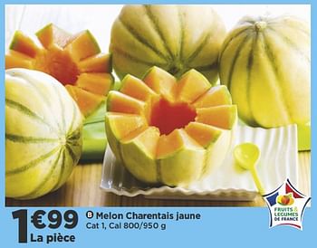Promotions Melon charentais jaune - Produit Maison - Casino - Valide de 15/08/2018 à 19/08/2018 chez Super Casino