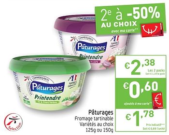 Promoties Pâturages fromage tartinable variétés au choix - Paturages - Geldig van 14/08/2018 tot 19/08/2018 bij Intermarche