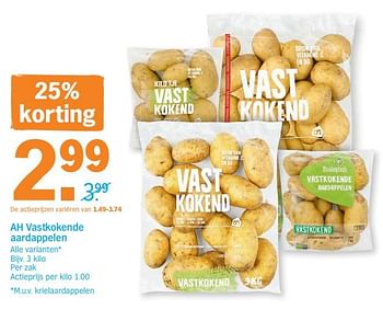 Promoties Ah vastkokende aardappelen - Huismerk - Albert Heijn - Geldig van 13/08/2018 tot 19/08/2018 bij Albert Heijn