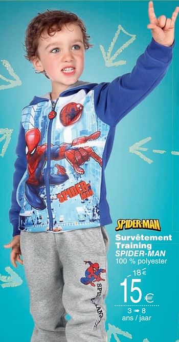 Promoties Survêtement training spider-man - Spider-man - Geldig van 14/08/2018 tot 27/08/2018 bij Cora