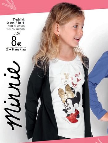 Promoties T-shirt 2 en - in 1 - Minnie Mouse - Geldig van 14/08/2018 tot 27/08/2018 bij Cora