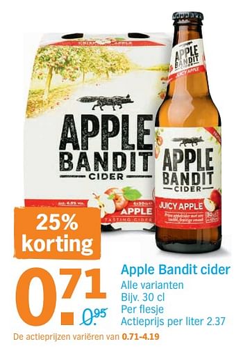 Promoties Apple bandit cider - apple bandit  - Geldig van 13/08/2018 tot 19/08/2018 bij Albert Heijn