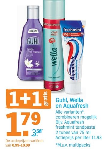 Promoties Aquafresh freshmint tandpasta - Aquafresh - Geldig van 13/08/2018 tot 19/08/2018 bij Albert Heijn