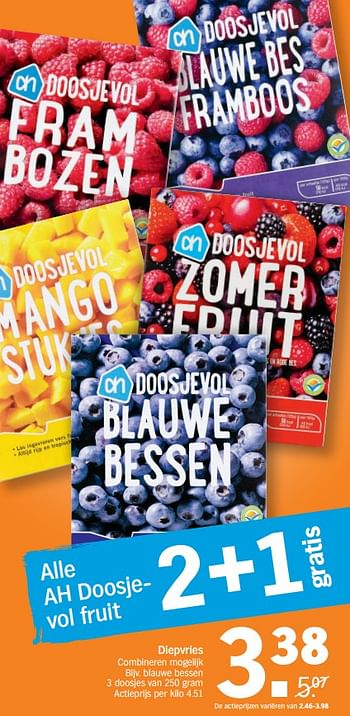 Promoties Doosje vol fruit diepvries - Huismerk - Albert Heijn - Geldig van 13/08/2018 tot 19/08/2018 bij Albert Heijn