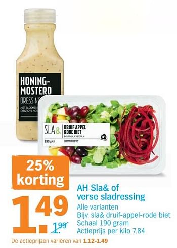 Promoties sla & druif-appel-rode biet - Huismerk - Albert Heijn - Geldig van 13/08/2018 tot 19/08/2018 bij Albert Heijn