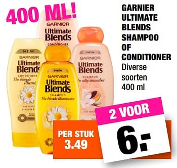 Promoties Garnier ultimate blends shampoo of conditioner - Garnier - Geldig van 13/08/2018 tot 26/08/2018 bij Big Bazar