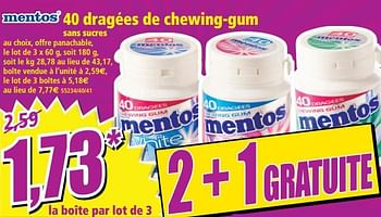 Promotions 40 dragées de chewing-gum - Mentos - Valide de 14/08/2018 à 21/08/2018 chez Norma