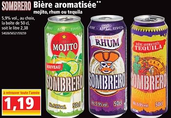 Promotions Bière aromatisée tequila - Sombrero - Valide de 14/08/2018 à 21/08/2018 chez Norma