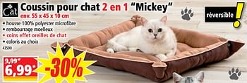 Promotions Coussin pour chat 2 en 1  ``mickey`` - Cat Bonbon - Valide de 14/08/2018 à 21/08/2018 chez Norma