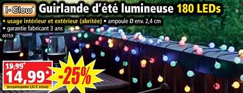 Promoties Guirlande d`été lumineuse - I Glow - Geldig van 14/08/2018 tot 21/08/2018 bij Norma