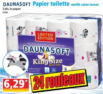 Promotions Papier toilette décoré - Daunasoft - Valide de 14/08/2018 à 21/08/2018 chez Norma