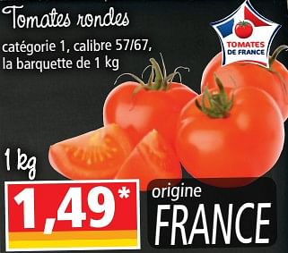 Promotions Tomates rondes - Produit Maison - Norma - Valide de 14/08/2018 à 21/08/2018 chez Norma