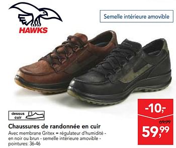 Promotions Chaussures de randonnée en cuir - Hawks - Valide de 15/08/2018 à 28/08/2018 chez Makro