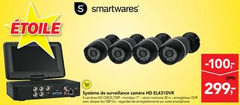 Promotions Smartwares système de surveillance caméra hd el431dvr - Smartwares - Valide de 15/08/2018 à 28/08/2018 chez Makro