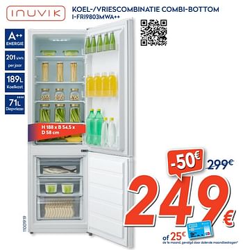 Promoties Inuvik koel--vriescombinatie combi-bottom i-fri9803mwa++ - Inuvik - Geldig van 16/08/2018 tot 31/08/2018 bij Krefel