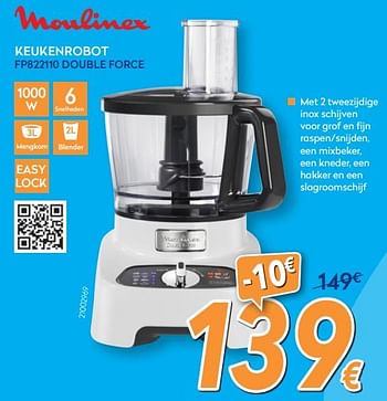 Promoties Moulinex keukenrobot fp822110 double force - Moulinex - Geldig van 16/08/2018 tot 31/08/2018 bij Krefel