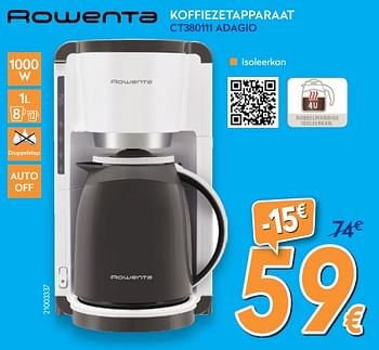 Promoties Rowenta koffiezetapparaat ct380111 adagio - Rowenta - Geldig van 16/08/2018 tot 31/08/2018 bij Krefel