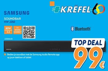 Promoties Samsung soundbar hw-j250 - Samsung - Geldig van 16/08/2018 tot 31/08/2018 bij Krefel