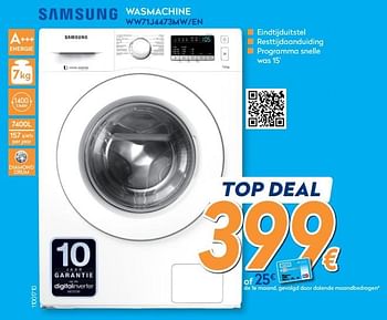 Promotions Samsung wasmachine ww71j4473mw-en - Samsung - Valide de 16/08/2018 à 31/08/2018 chez Krefel