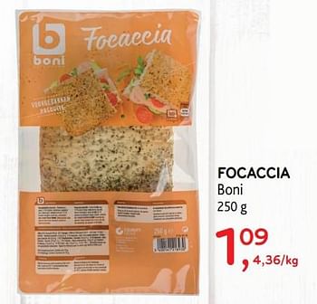 Promotions Focaccia - Boni - Valide de 15/08/2018 à 28/08/2018 chez Alvo