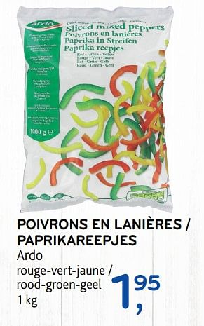 Promotions Poivrons en lanières - Ardo - Valide de 15/08/2018 à 28/08/2018 chez Alvo