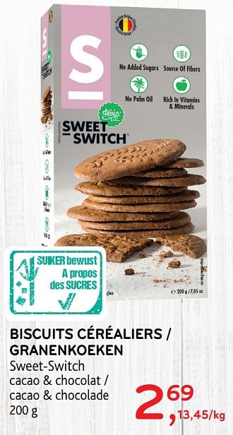 Promotions Biscuits céréaliers - Sweet Switch - Valide de 15/08/2018 à 28/08/2018 chez Alvo