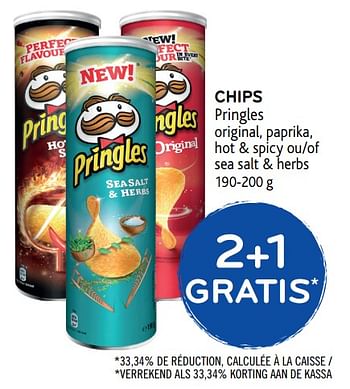Promoties Chips , 2+1 gratis - Pringles - Geldig van 15/08/2018 tot 28/08/2018 bij Alvo