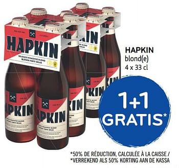 Promotions Hapkin blonde, 1+1 gratis - Hapkin - Valide de 15/08/2018 à 28/08/2018 chez Alvo