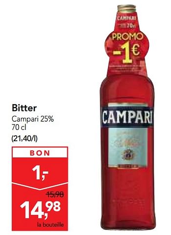 Promoties Bitter campari - Campari - Geldig van 15/08/2018 tot 28/08/2018 bij Makro