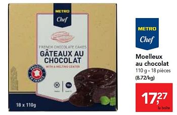 Promotions Moelleux au chocolat - Produit maison - Makro - Valide de 15/08/2018 à 28/08/2018 chez Makro