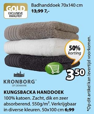 Promotions Kungsbacka handdoek - Kronborg - Valide de 13/08/2018 à 26/08/2018 chez Jysk