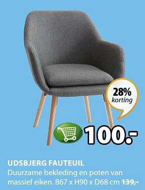 Promoties Udsbjerg fauteuil - Huismerk - Jysk - Geldig van 13/08/2018 tot 26/08/2018 bij Jysk