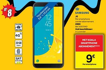 Promoties Samsung j6 - Samsung - Geldig van 14/08/2018 tot 27/08/2018 bij Carrefour