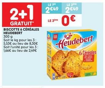 Promoties Biscotte 6 céréales heudebert - Lu - Geldig van 15/08/2018 tot 19/08/2018 bij Leader Price