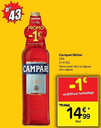 Promotions Campari bitter - Campari - Valide de 14/08/2018 à 27/08/2018 chez Carrefour